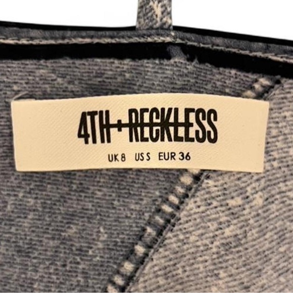 4th + Reckless Denim Print Cowl Neck Silk Top - Size S - Picture 6 of 6